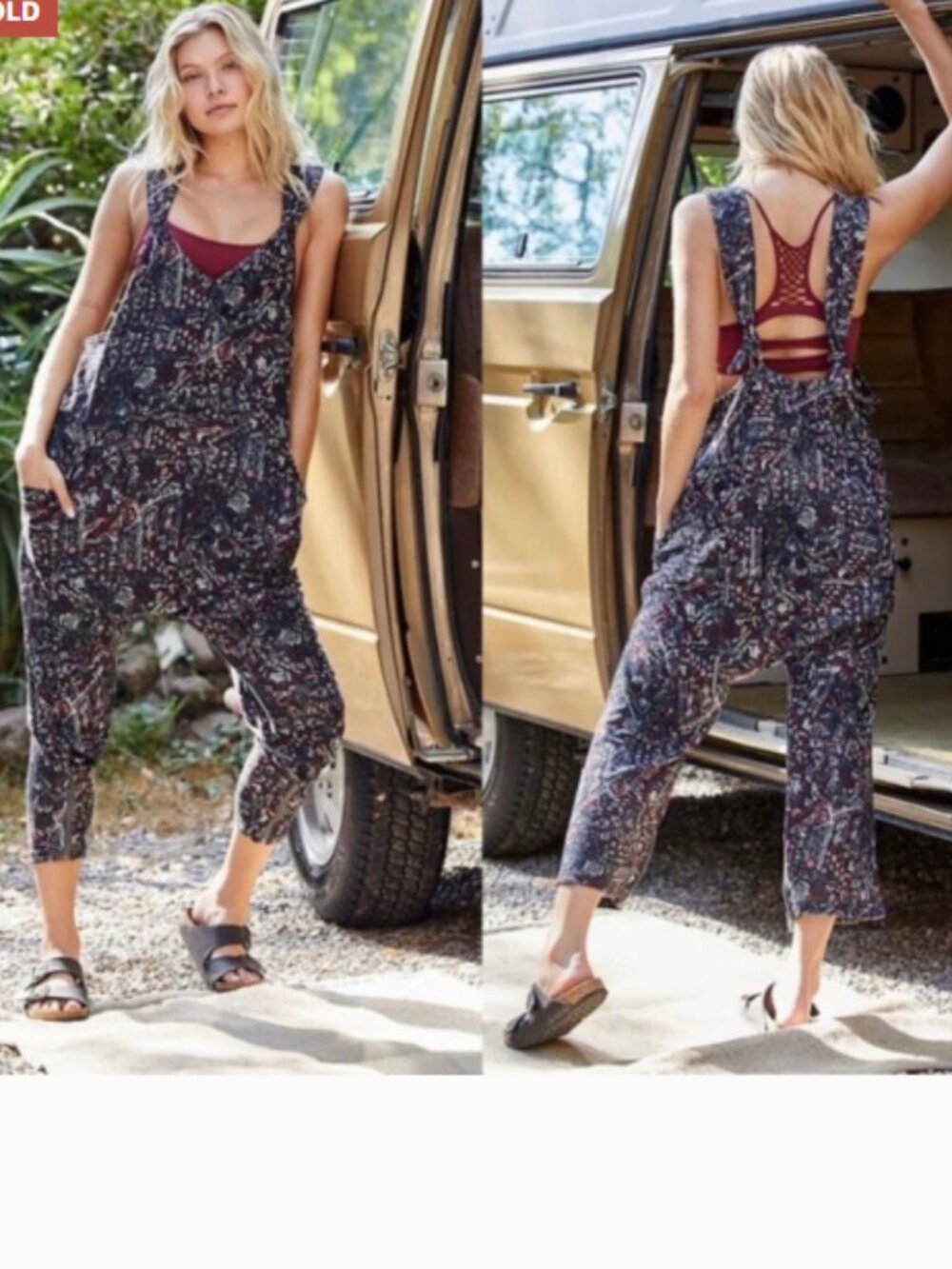 Free People Movement High Tide Jumpsuit Overalls Boho Knit Romper - Picture 1 of 10